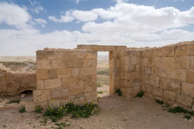 İsrail 'in güneyindeki Negev Çölü' nde, şimdi bir milli park olan antik Nabataean kentinin manzaralı ilkbahar manzarası.