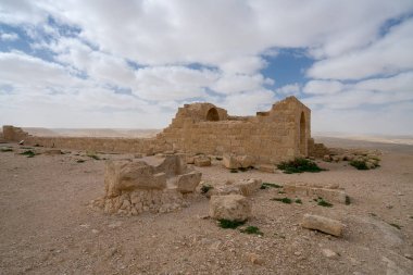 İsrail 'in güneyindeki Negev Çölü' nde, şimdi bir milli park olan antik Nabataean kentinin manzaralı ilkbahar manzarası.