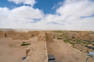 İsrail 'in güneyindeki Negev Çölü' nde, şimdi bir milli park olan antik Nabataean kentinin manzaralı ilkbahar manzarası.