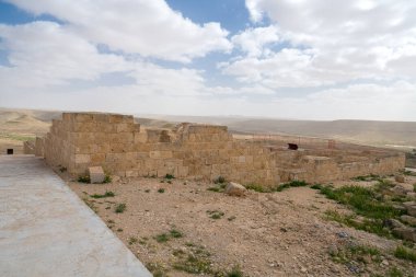 İsrail 'in güneyindeki Negev Çölü' nde, şimdi bir milli park olan antik Nabataean kentinin manzaralı ilkbahar manzarası.