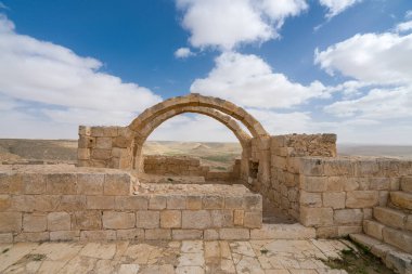 İsrail 'in güneyindeki Negev Çölü' nde, şimdi bir milli park olan antik Nabataean kentinin manzaralı ilkbahar manzarası.