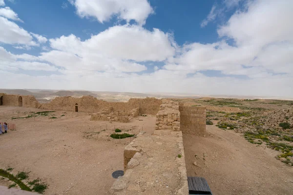 Szcenírozott Tavaszi Kilátás Romos Ősi Nabataeai Városra Avdatra Nemzeti Parkká — Stock Fotó