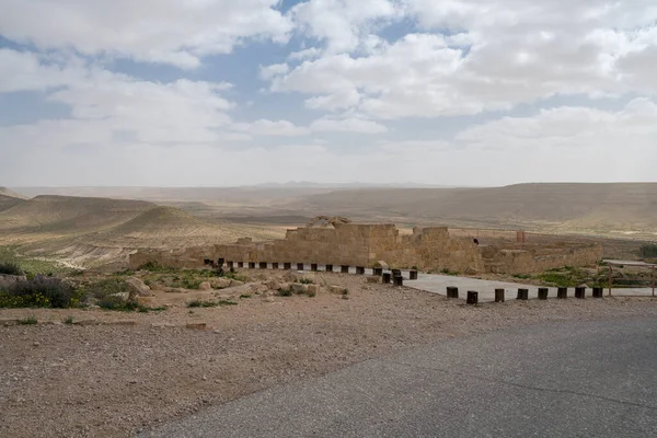Vista Panorámica Primavera Antigua Ciudad Nabatea Ruinas Avdat Ahora Parque — Foto de Stock