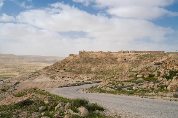 Vista Panorâmica Primavera Arruinada Cidade Nabateia Antiga Avdat Agora Parque — Fotografia de Stock