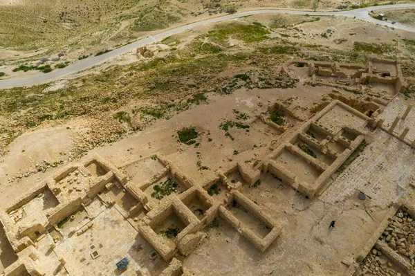 Vista Panorâmica Aérea Antiga Cidade Nabateia Avdat Hoje Parque Nacional — Fotografia de Stock