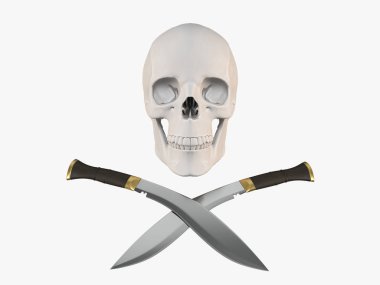 Kafatası ve Gurkha gurka - 3d render