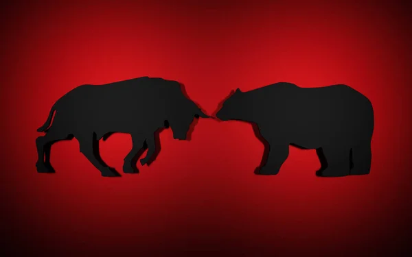 bir boğa ve çeşitli malzemelerden uygun ayı rakamları. 3D render