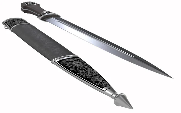 Chechen dagger - weapon of the Caucasus - 3d illustration — Stock Photo, Image