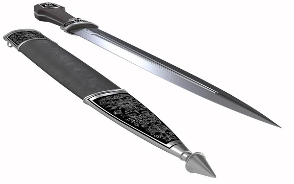 Chechnya dagger - weapon of the Caucasus - 3d illustration — Stok Foto