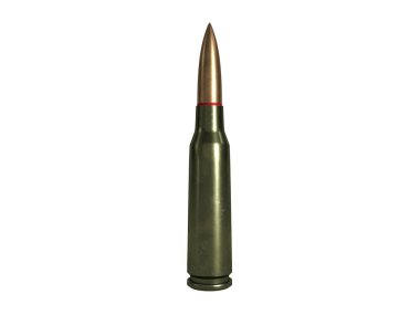 kartuş 5.45x39 mm, Rus ve Sovyet ordusu, izole. 3d render