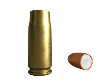 tabanca kartuşu 7.62x23 mm, Rus ve Sovyet ordusu, izole. 3d render