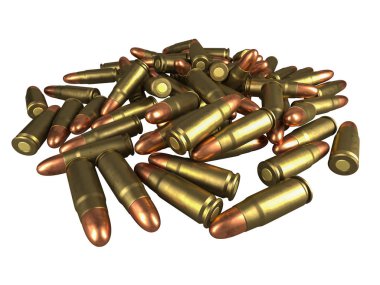 tabanca kartuşu 7.62x23 mm, Rus ve Sovyet ordusu, izole. 3d render