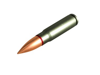 kartuş 7.62x39 mm, Rus ve Sovyet ordusu, izole. 3d render