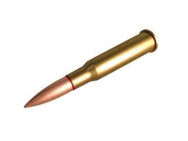 kartuş 7.62x54r mm, Rus ve Sovyet ordusu, izole. 3d render