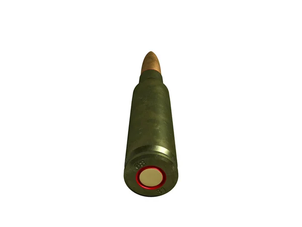 Bullet and shell - cartridge 5.45x39 mm, Russian and Soviet army, isolated. 3d rendering — Stock Photo, Image