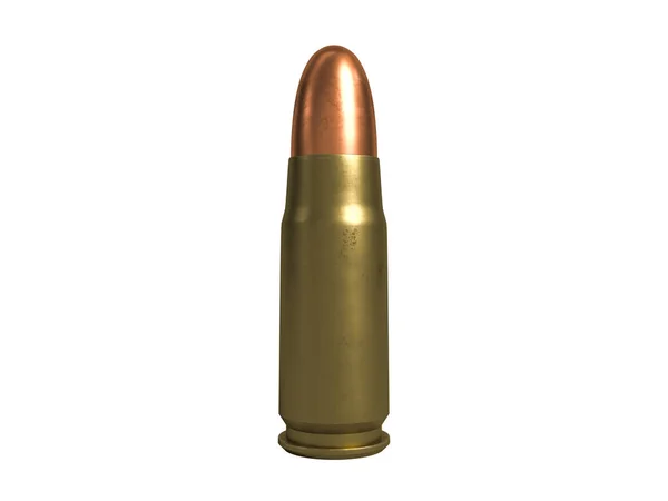 Pistol cartridge 7.62x23 mm, Russian and Soviet army, isolated. 3d rendering — Stock Photo, Image