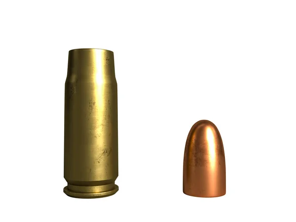 tabanca kartuşu 7.62x23 mm, Rus ve Sovyet ordusu, izole. 3d render