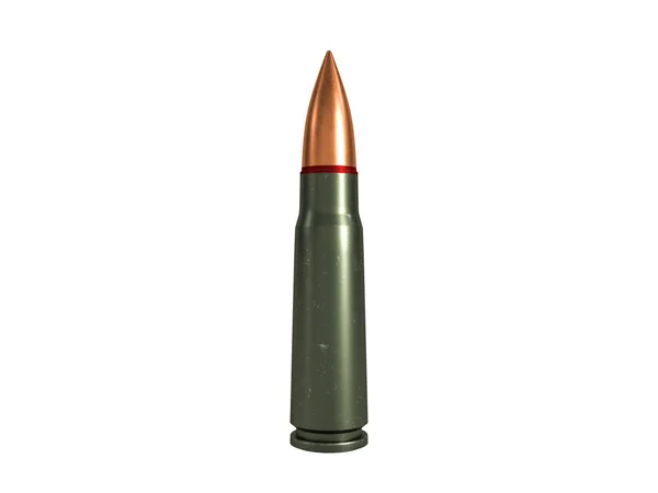 Cartucho 7.62x39 mm, ejército ruso y soviético, aislado. renderizado 3d — Foto de Stock