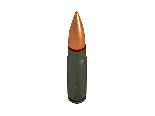 Cartridge 7.62x39 mm, Russian and Soviet army, isolated. 3d rendering — Stock Photo, Image