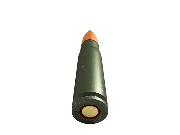 Cartridge 7.62x39 mm, Russian and Soviet army, isolated. 3d rendering — Stock Photo, Image