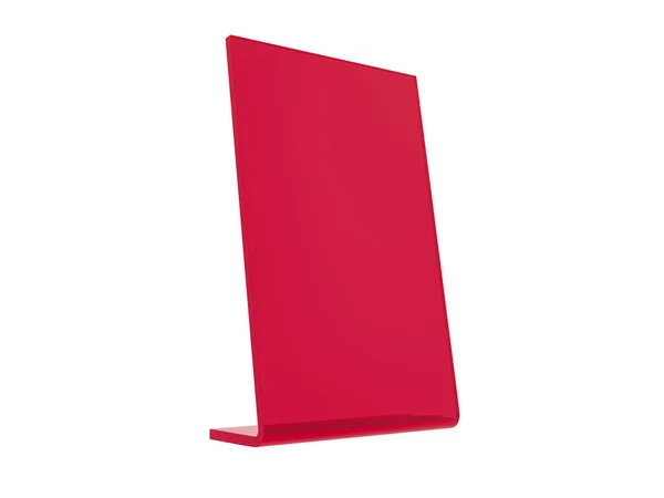 Красный акрил или пластиковый стол стенд дисплей на белом фоне. 3d-рендеринг — стоковое фото