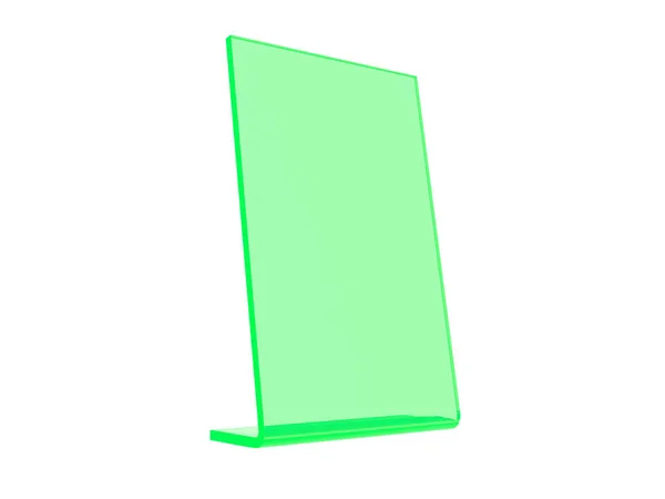 Зеленый акрил или пластиковый стол стенд дисплей на белом фоне. 3d-рендеринг — стоковое фото