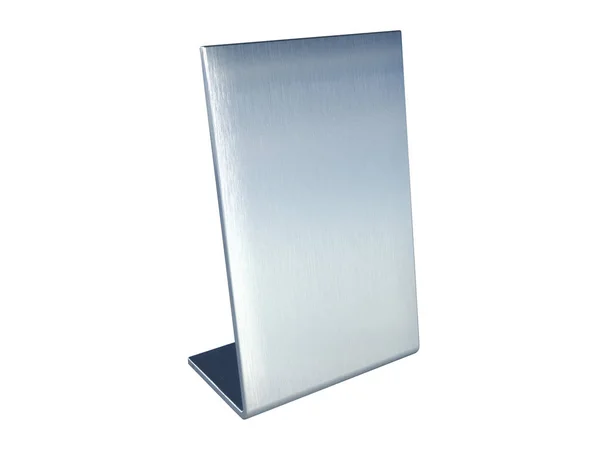 Metal - beyaz arka plan üzerinde gümüş masa standı ekran. 3d render