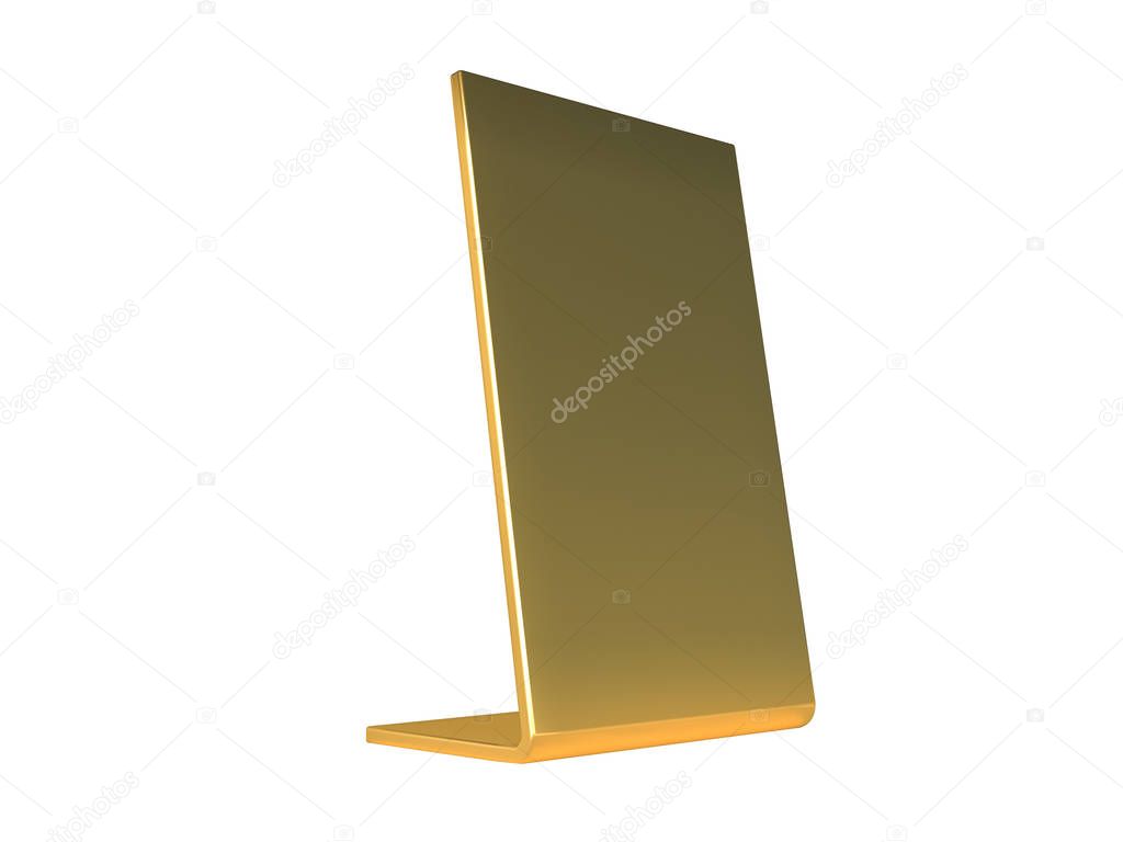 Metal - golden table stand display on white background. 3d rendering