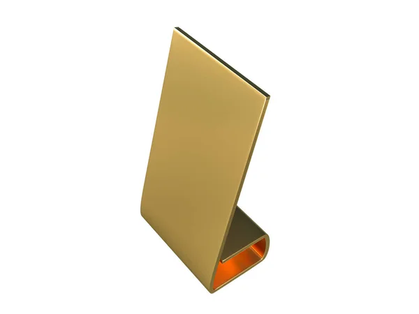 Fém-arany asztal állvány kijelző fehér alapon. 3D-leképezés — Stock Fotó