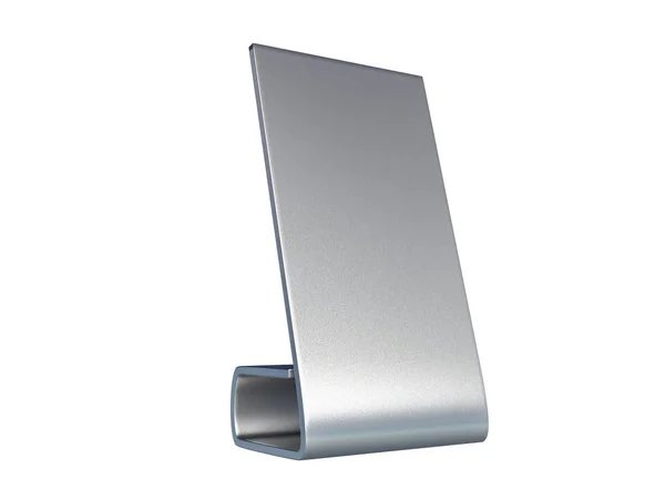 Металл - серебряный стол стенд дисплей на белом фоне. 3d-рендеринг — стоковое фото