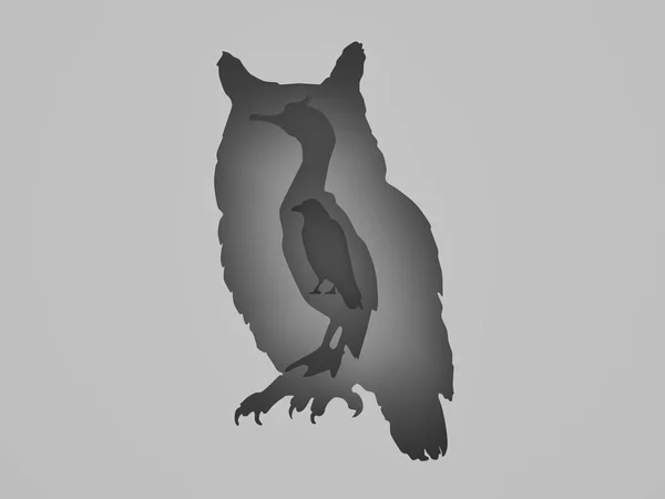 gri kağıt kesilmiş kuş arka plan. 3d render