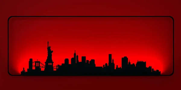 Skyline şehir kağıt kesilmiş New York-Glow etkisi. 3B işleme