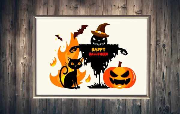 Boldog Halloween Banner Vagy Üdvözlőkártya — Stock Fotó