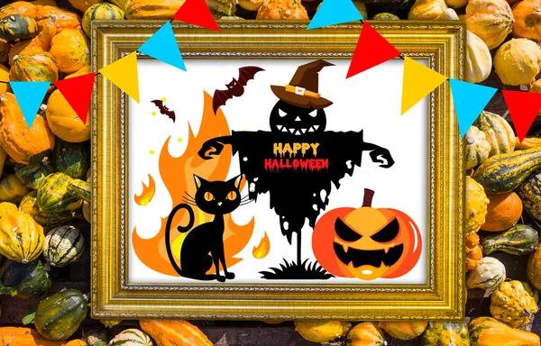 Feliz Pancarta Halloween Tarjeta Felicitación —  Fotos de Stock