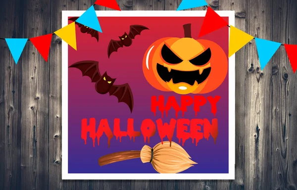 Feliz Banner Halloween Cartão Saudação — Fotografia de Stock