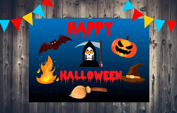 Feliz Banner Halloween Cartão Saudação — Fotografia de Stock