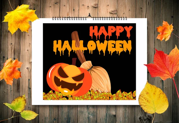 Bannière Halloween Heureuse Carte Vœux — Photo