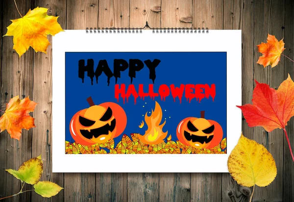 Feliz Banner Halloween Cartão Saudação — Fotografia de Stock