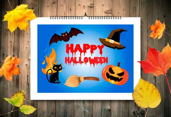 Feliz Banner Halloween Cartão Saudação — Fotografia de Stock