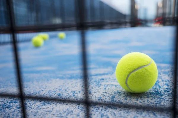 Paddle Tennis Court Net Racket Balls — Stock Photo, Image