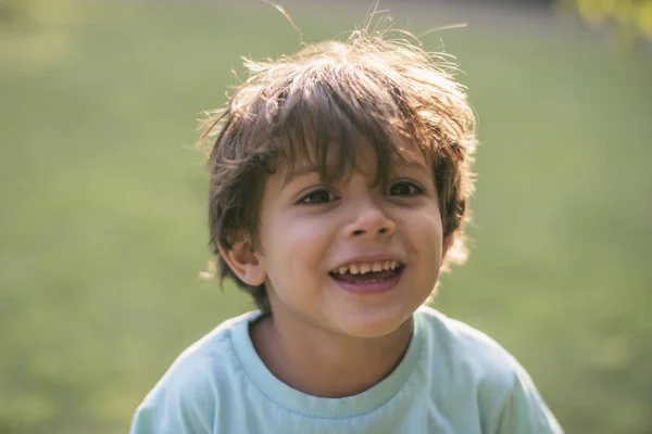 Liten Tre Gammal Pojke Sommaren Eftermiddag — Stockfoto