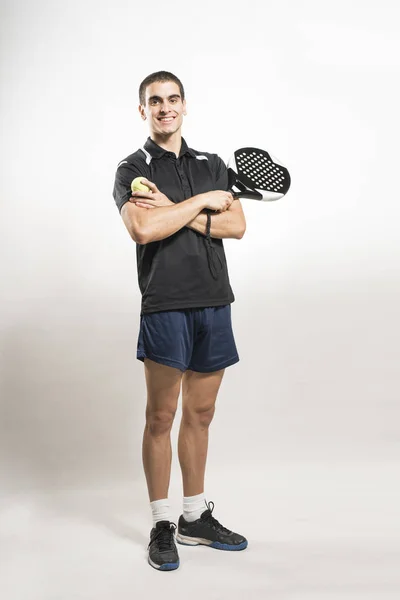 Paddle Tennis Player White Background Posing — ストック写真