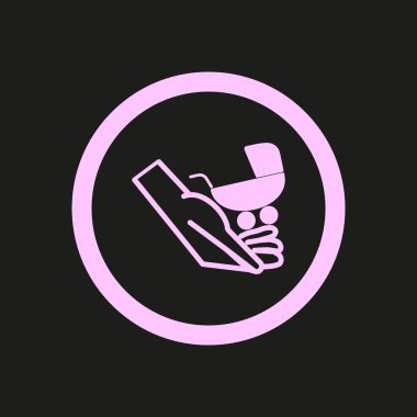 Çocuk arabasına el düz simgesi, vektör, illüstrasyon, bakım kavramı