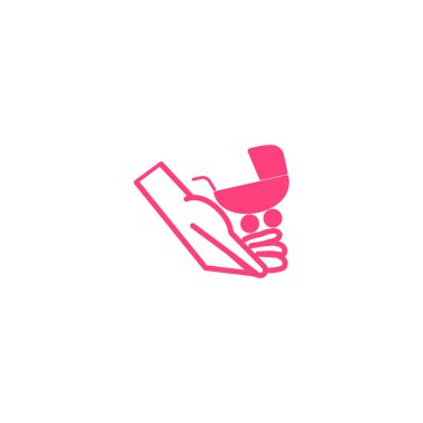 Çocuk arabasına el düz simgesi, vektör, illüstrasyon, bakım kavramı