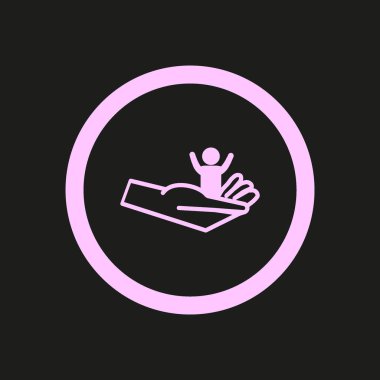 Holding yeni doğan bebek düz simgesi, vektör, illüstrasyon, bakım kavramı el