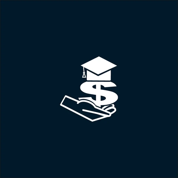 Hand Hält Dollarsymbol Mit Graduierungskappe Flaches Symbol Vektor Illustration — Stockvektor
