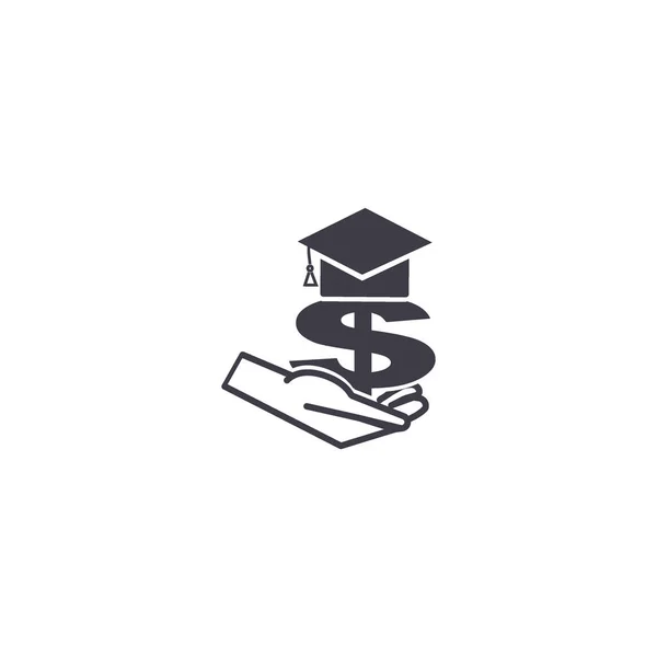 Χέρι Που Κρατά Δολάριο Σύμβολο Επίπεδη Εικονίδιο Καπάκι Αποφοίτηση Διάνυσμα — Διανυσματικό Αρχείο