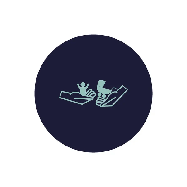 Hands Holding Baby Pram Flat Icon Vector Illustration — Stock Vector