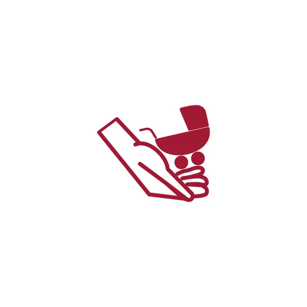 Pram Hand Flat Icon Vector Illustration Care Concept — Stock Vector