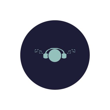 kulaklık yassı simgesi, vektör, illüstrasyon 